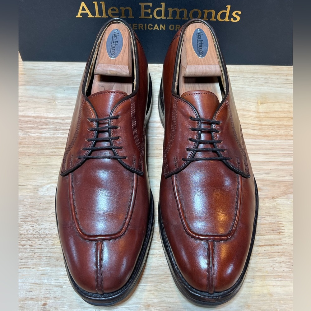 Allen Edmonds Dellwood Men’s Cognac Leather Split Toe Derbies Sz 9D USA 🇺🇸